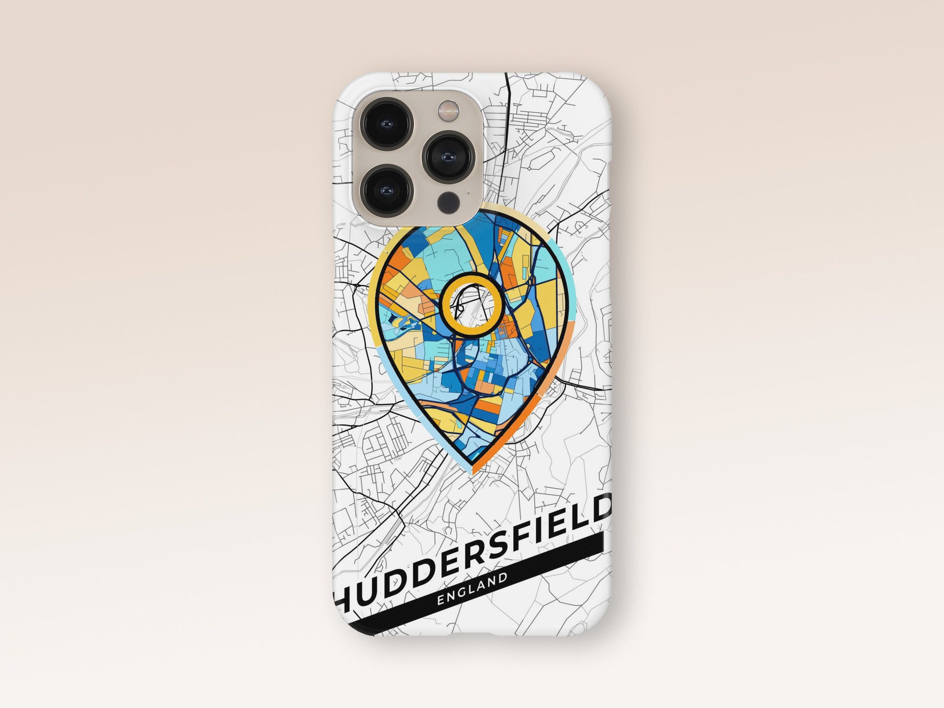Huddersfield England slim phone case with colorful icon. Birthday, wedding or housewarming gift. Couple match cases. 1
