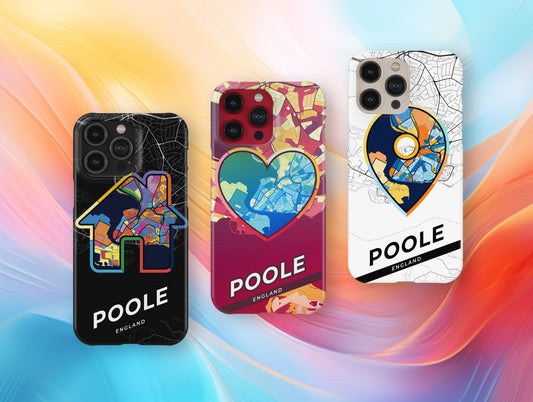 Poole England slim phone case with colorful icon. Birthday, wedding or housewarming gift. Couple match cases.