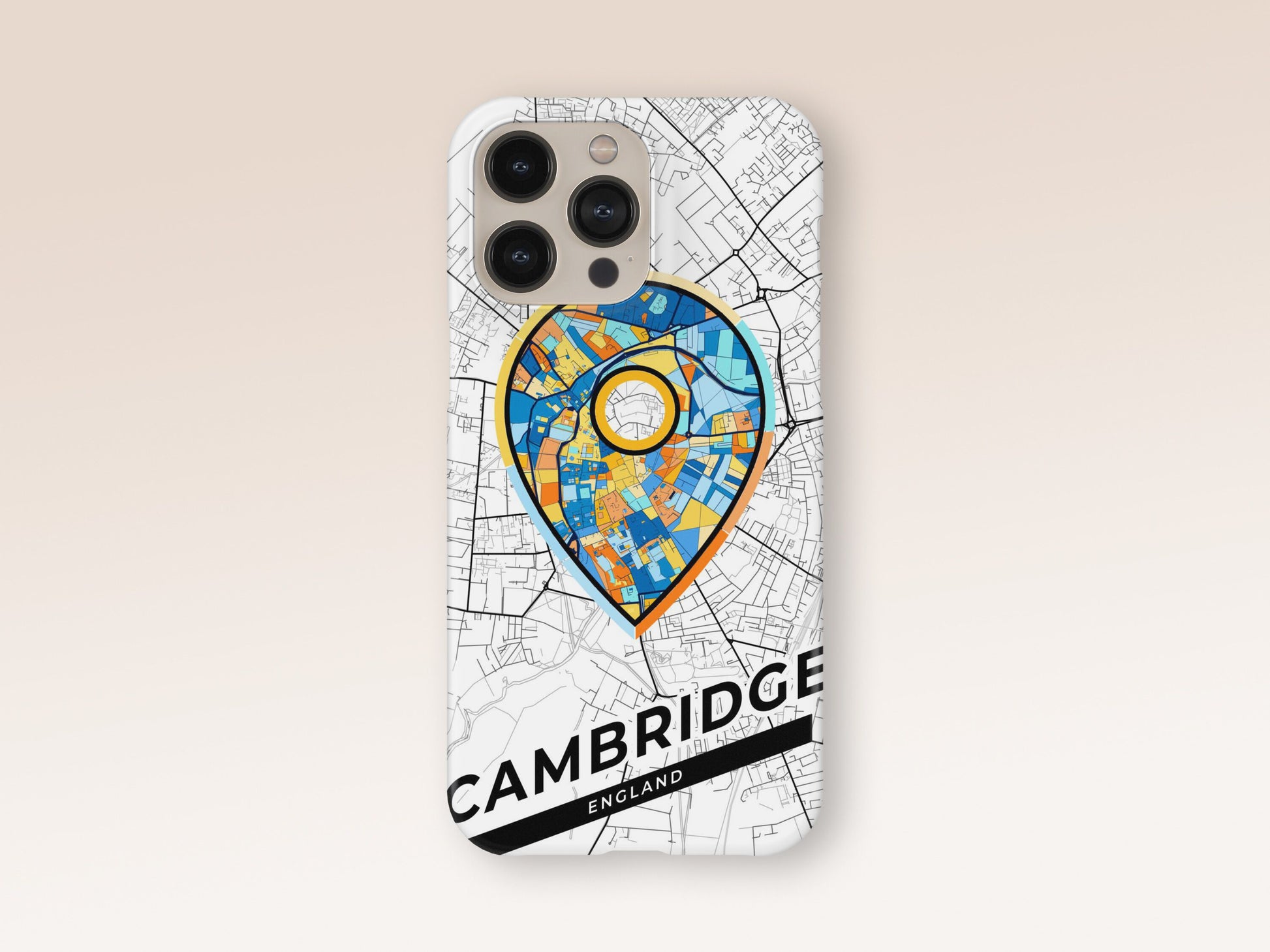 Cambridge England slim phone case with colorful icon. Birthday, wedding or housewarming gift. Couple match cases. 1