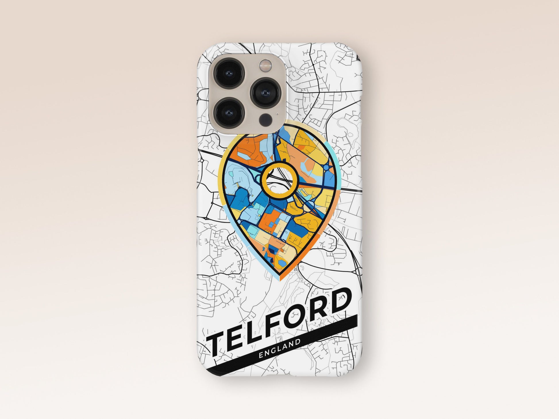Telford England slim phone case with colorful icon 1