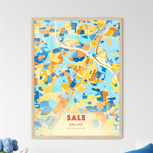 Colorful Sale England Fine Art Map Blue Orange