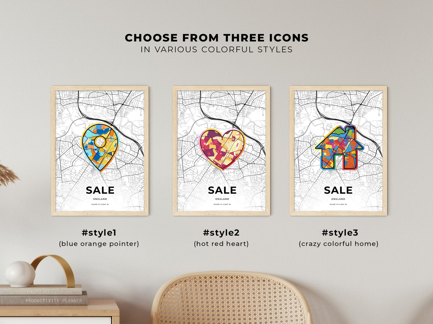 Sale England maps with colorful icons