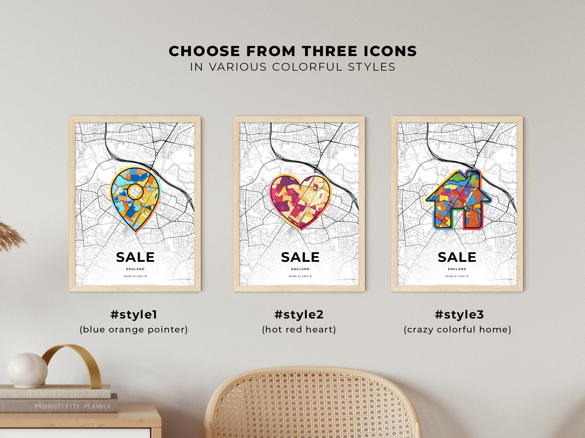 Sale England maps with colorful icons