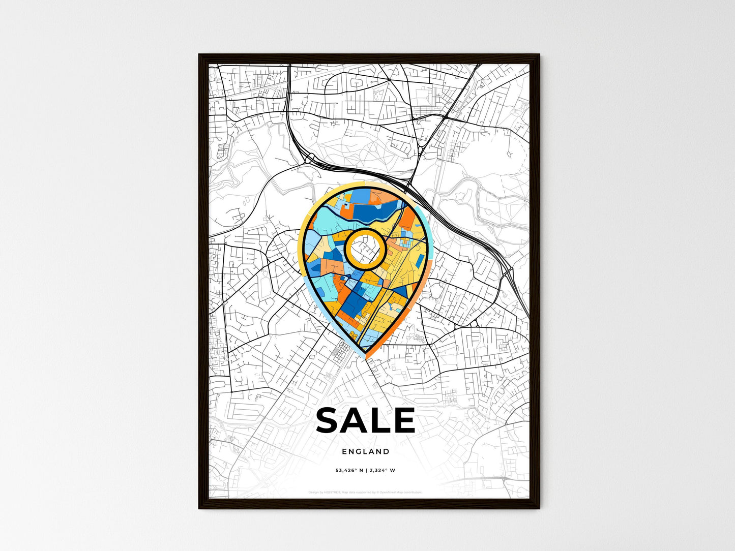 Sale England wedding art map with pointer icon