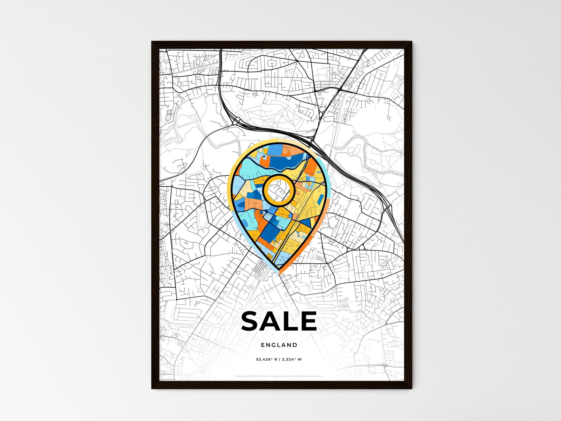 Sale England wedding art map with pointer icon