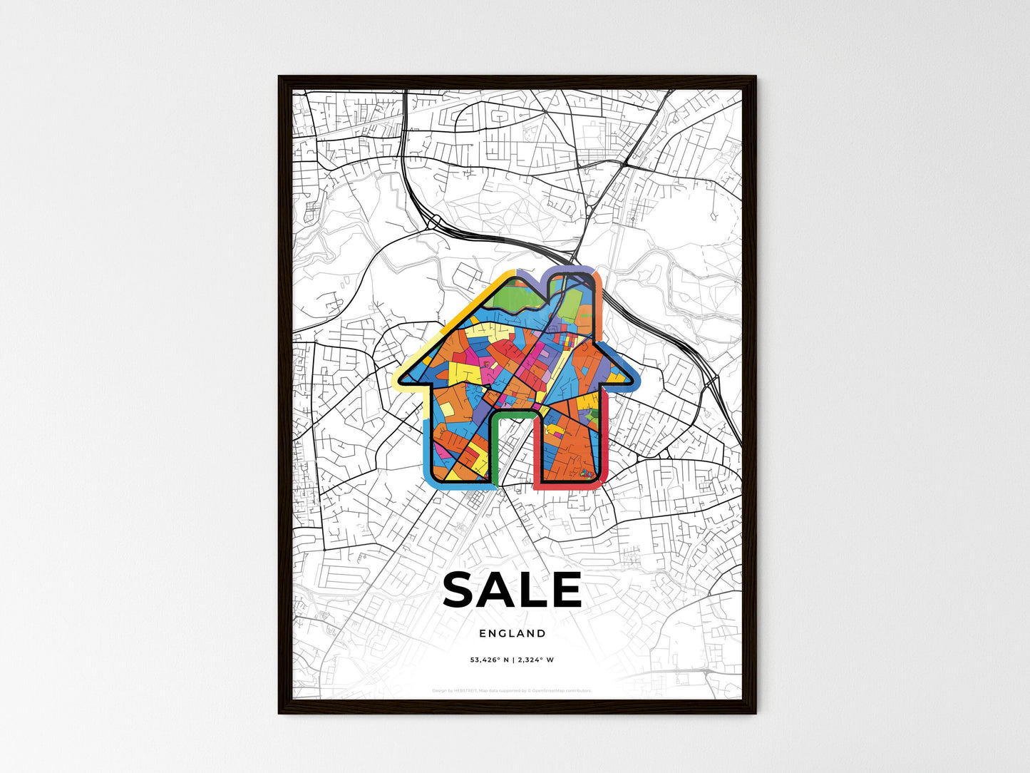 Sale England wedding art map with home icon