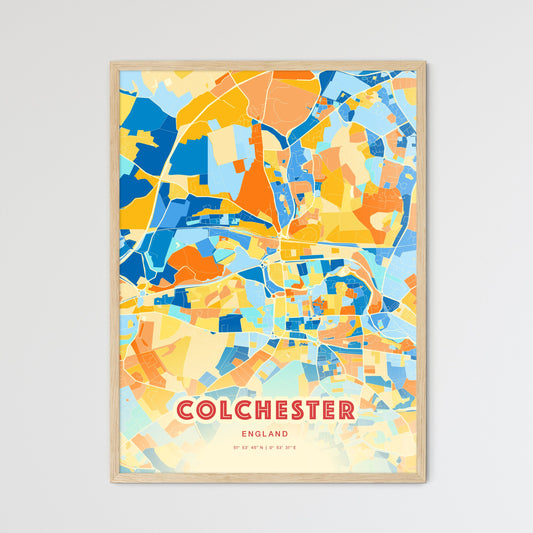 Colorful Colchester England Fine Art Map Blue Orange