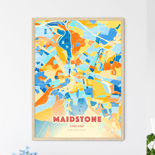 Colorful Maidstone England Fine Art Map Blue Orange