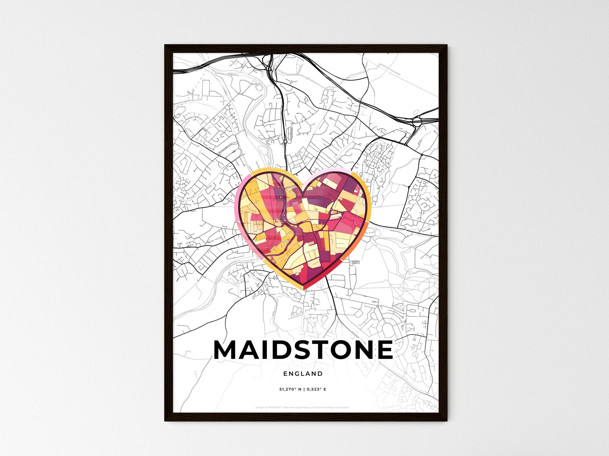 MAIDSTONE ENGLAND minimal art map with a colorful icon. Where it all began, Couple map gift. Style 2