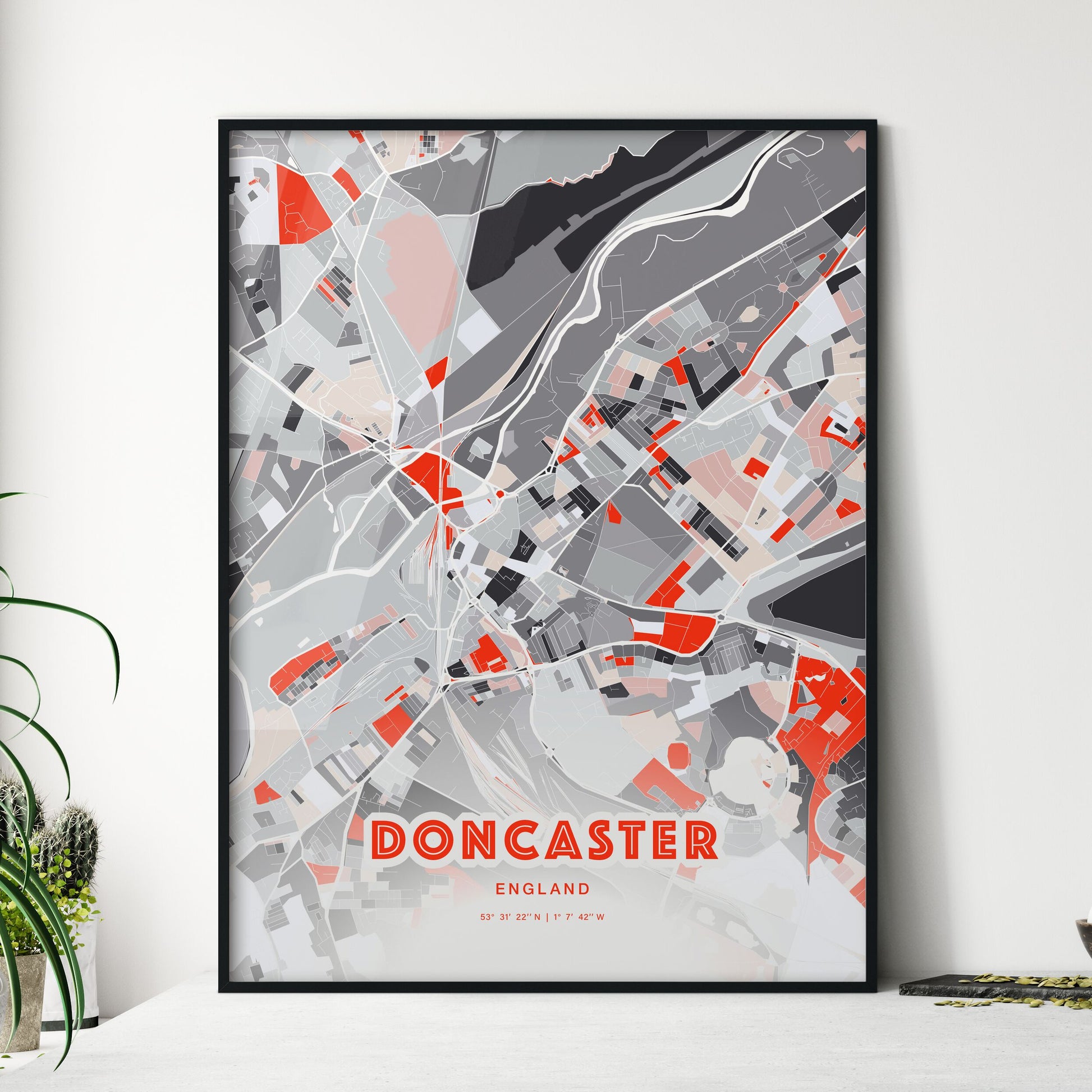 Colorful DONCASTER ENGLAND Fine Art Map Modern