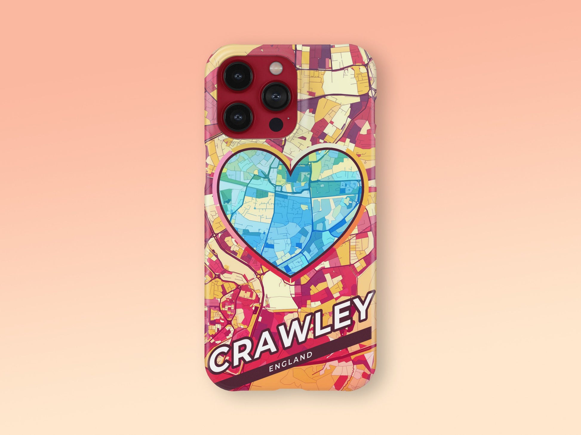 Crawley England slim phone case with colorful icon. Birthday, wedding or housewarming gift. Couple match cases. 2