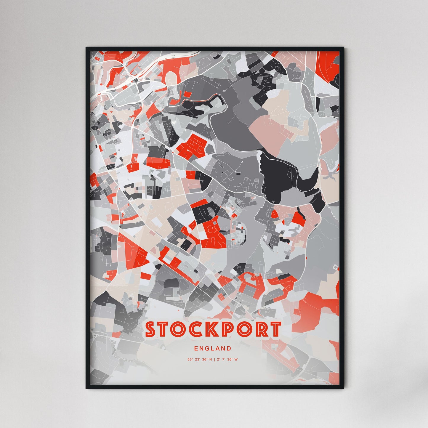 Colorful STOCKPORT ENGLAND Fine Art Map Modern