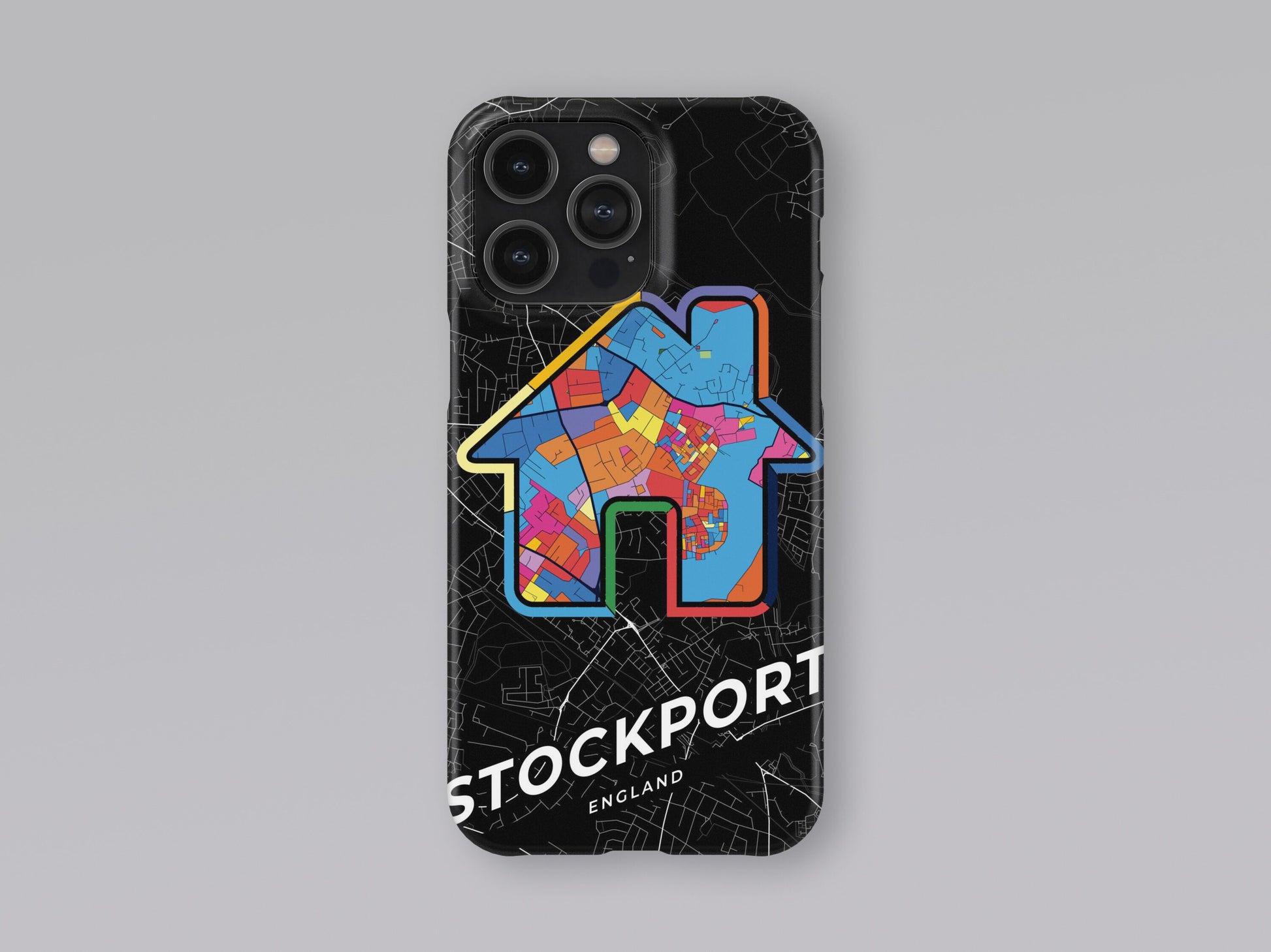 Stockport England slim phone case with colorful icon 3