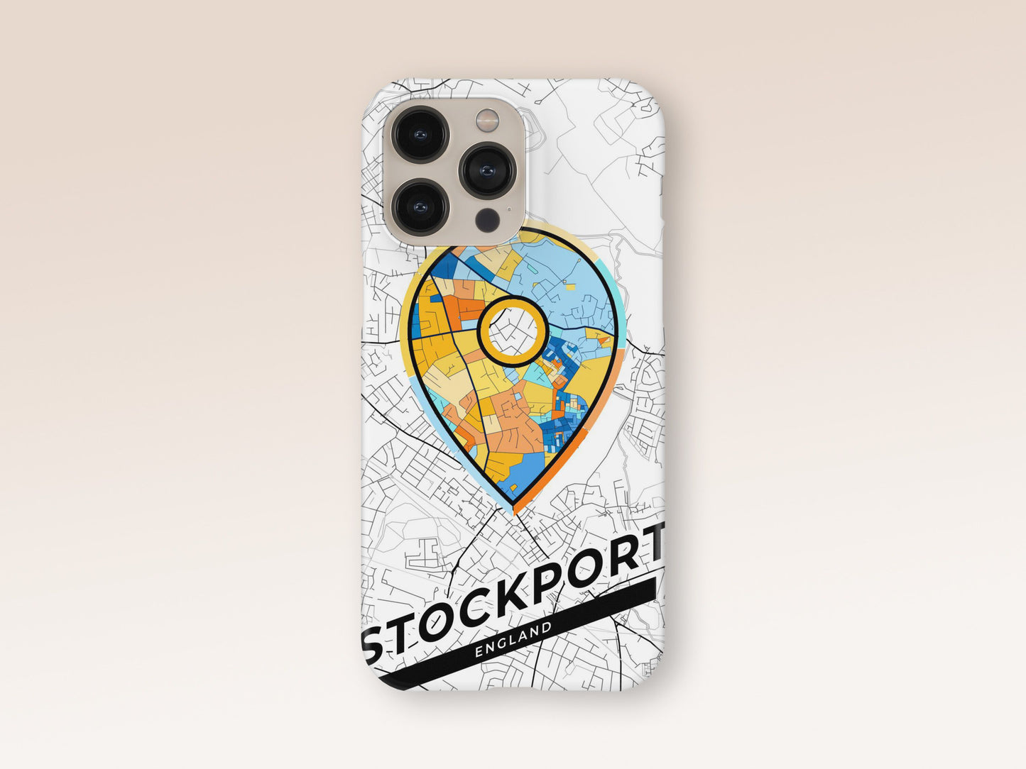 Stockport England slim phone case with colorful icon 1