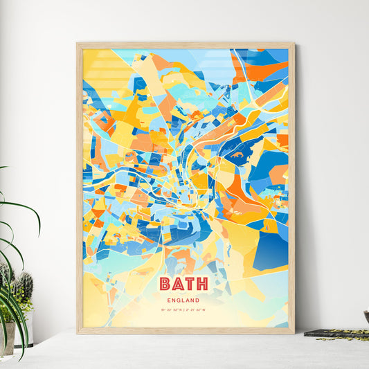 Colorful Bath England Fine Art Map Blue Orange