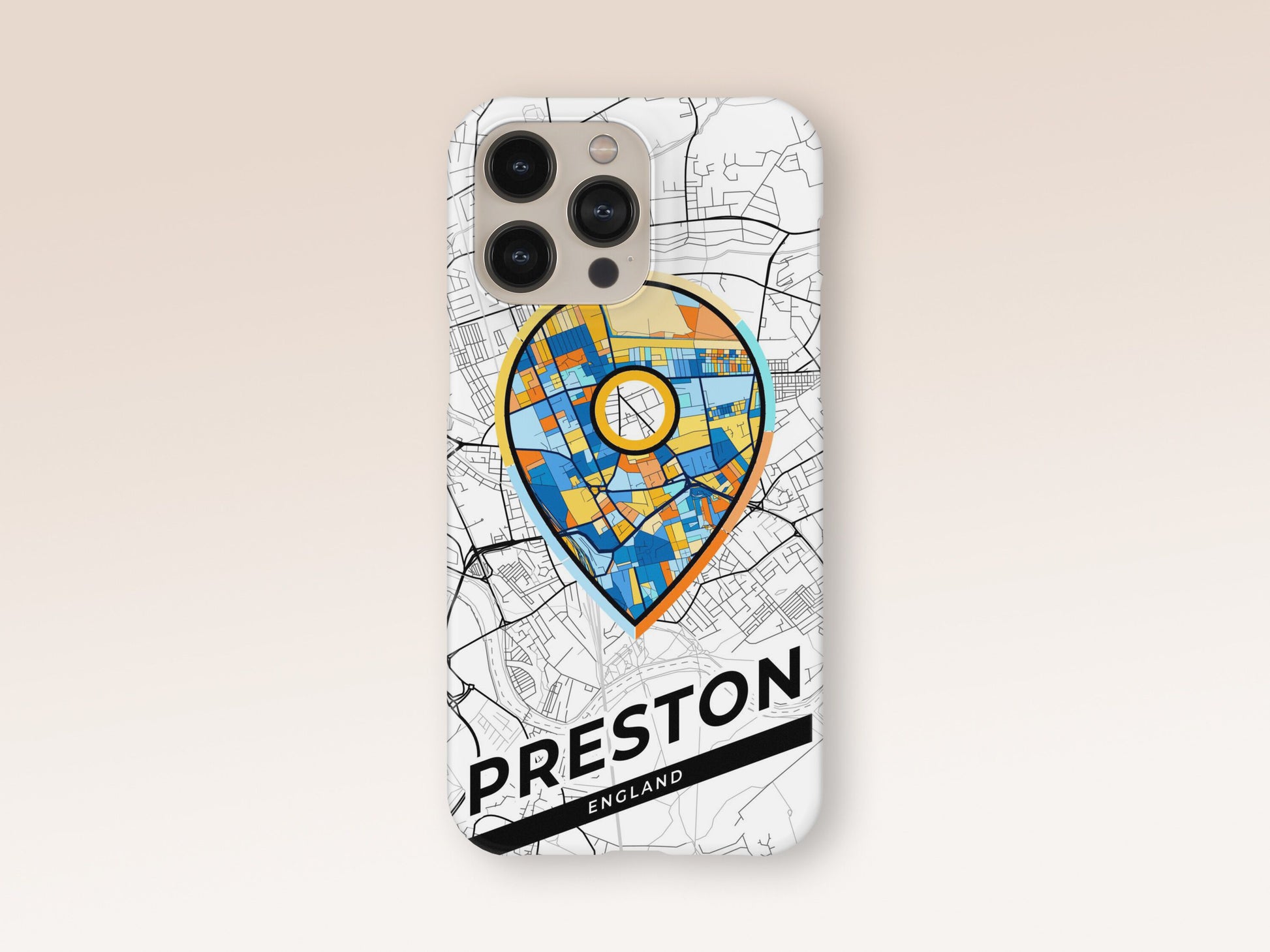 Preston England slim phone case with colorful icon. Birthday, wedding or housewarming gift. Couple match cases. 1