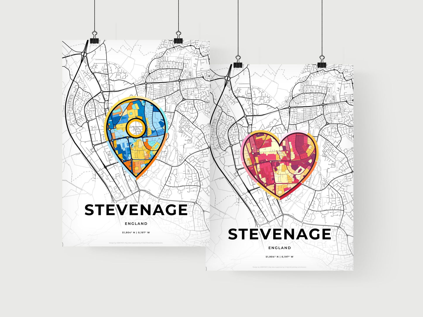 Stevenage England art print for couples