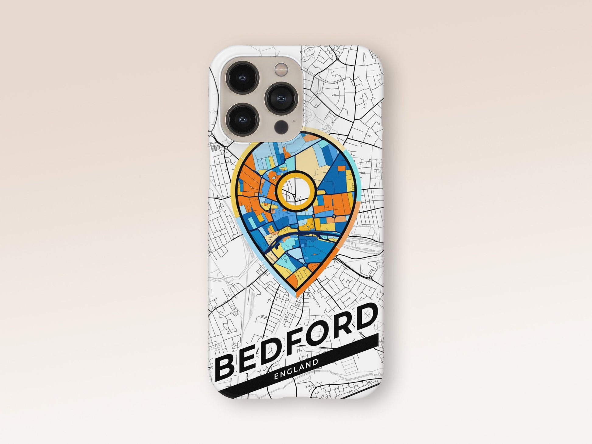 Bedford England slim phone case with colorful icon. Birthday, wedding or housewarming gift. Couple match cases. 1