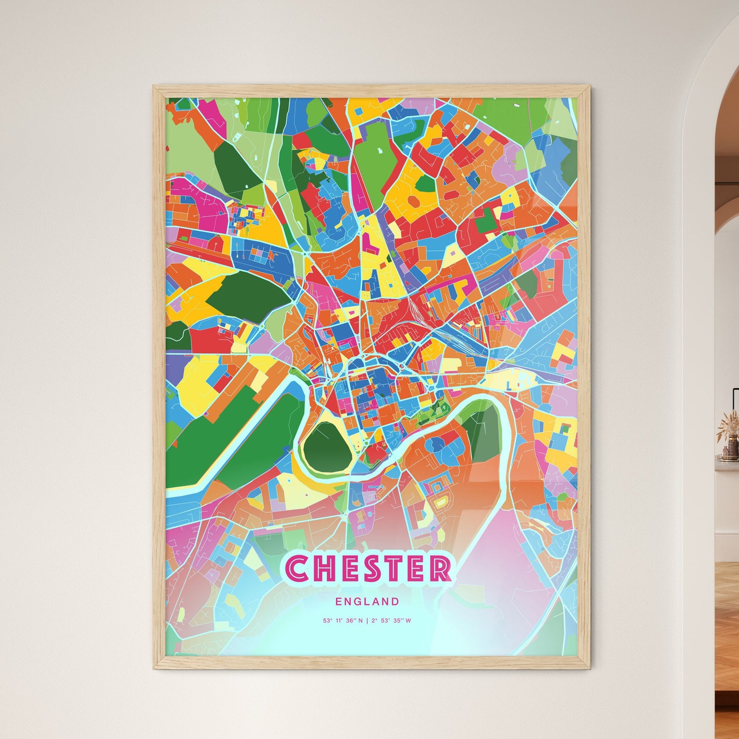 Colorful CHESTER ENGLAND Fine Art Map Crazy Colors