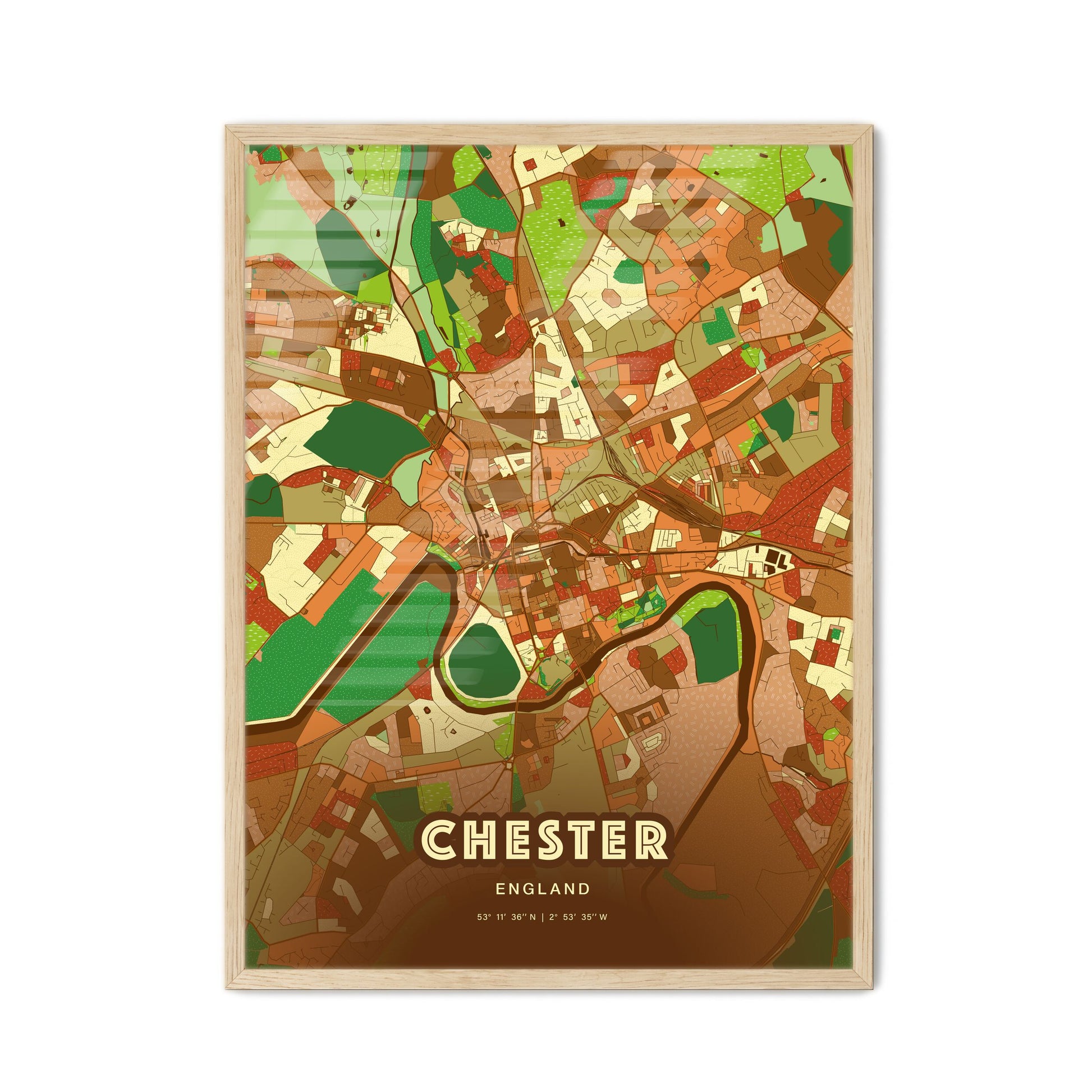 Colorful CHESTER ENGLAND Fine Art Map Farmhouse