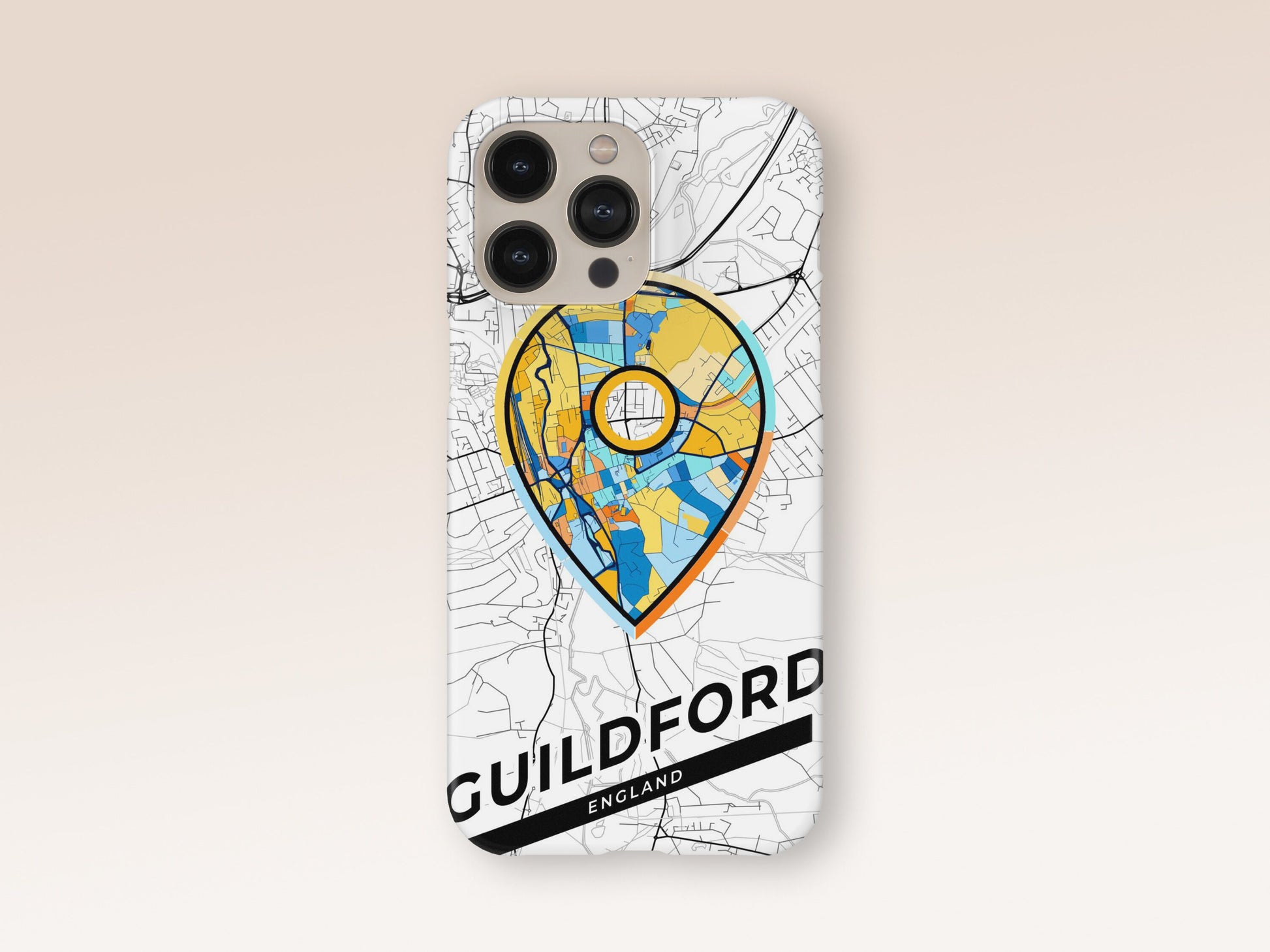 Guildford England slim phone case with colorful icon. Birthday, wedding or housewarming gift. Couple match cases. 1