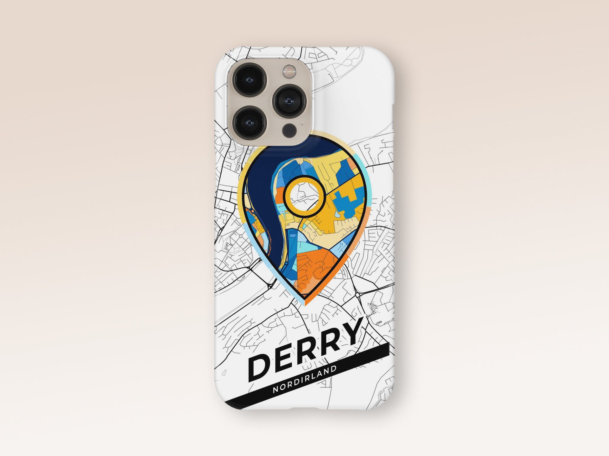 Derry Northern Ireland slim phone case with colorful icon. Birthday, wedding or housewarming gift. Couple match cases. 1