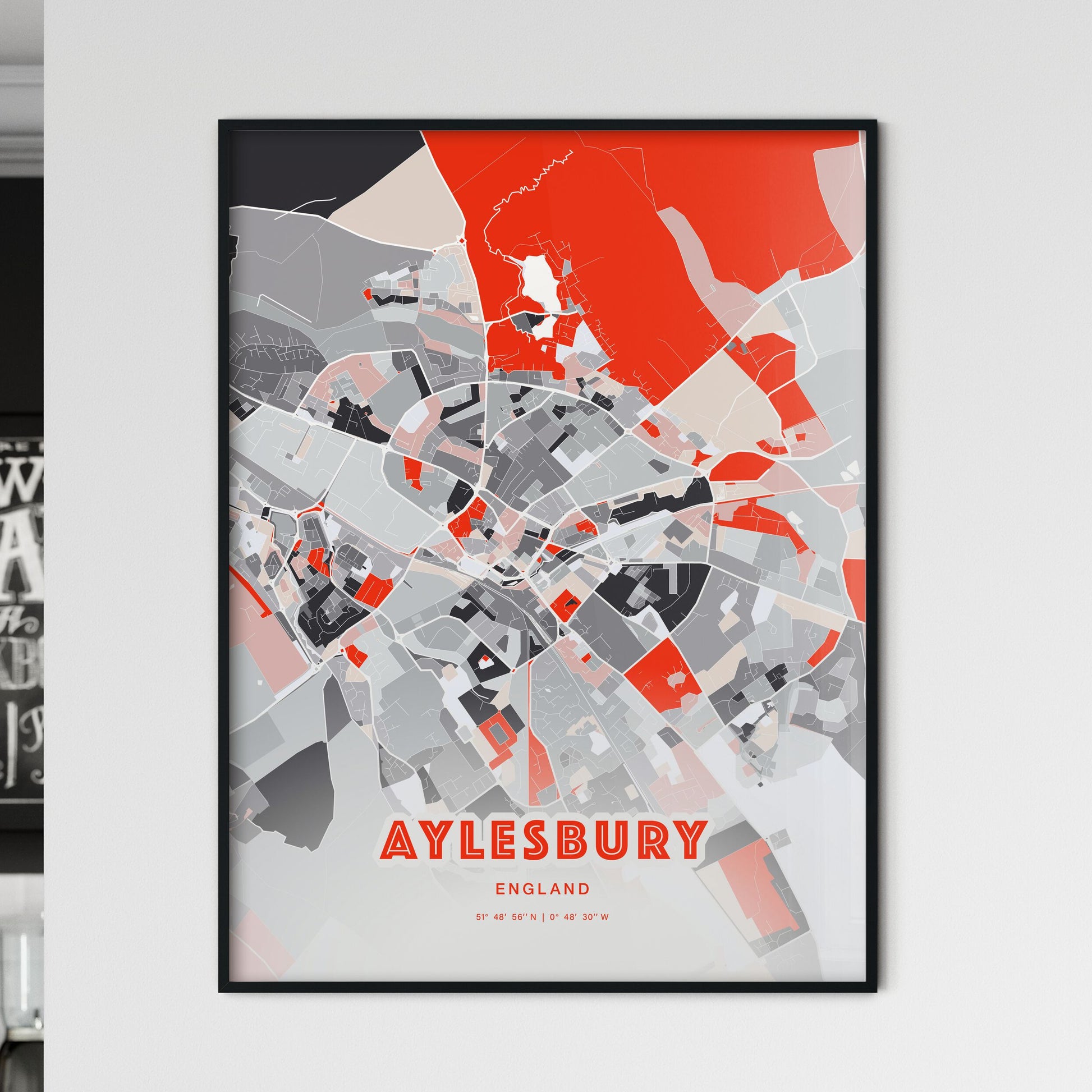 Colorful AYLESBURY ENGLAND Fine Art Map Modern