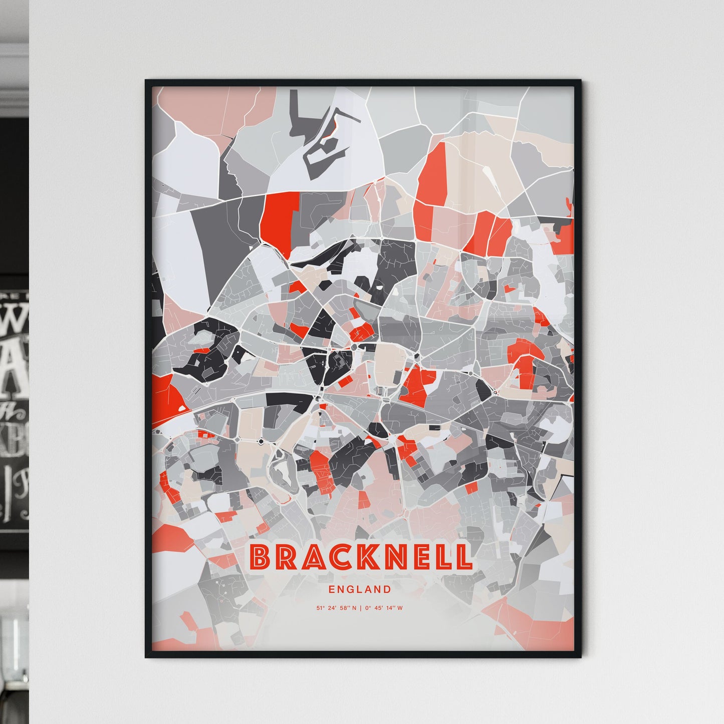 Colorful BRACKNELL ENGLAND Fine Art Map Modern