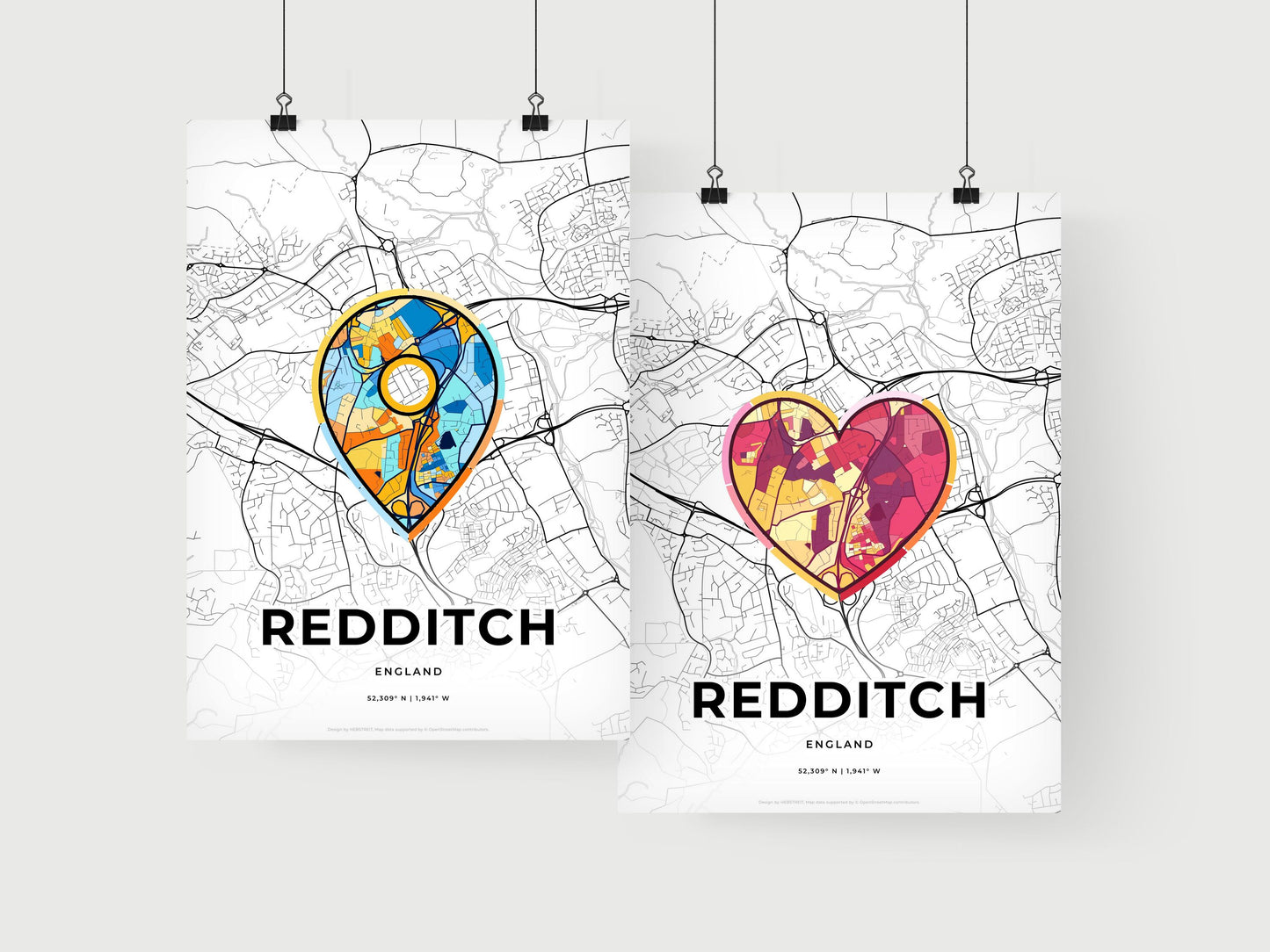 Redditch England art print for couples