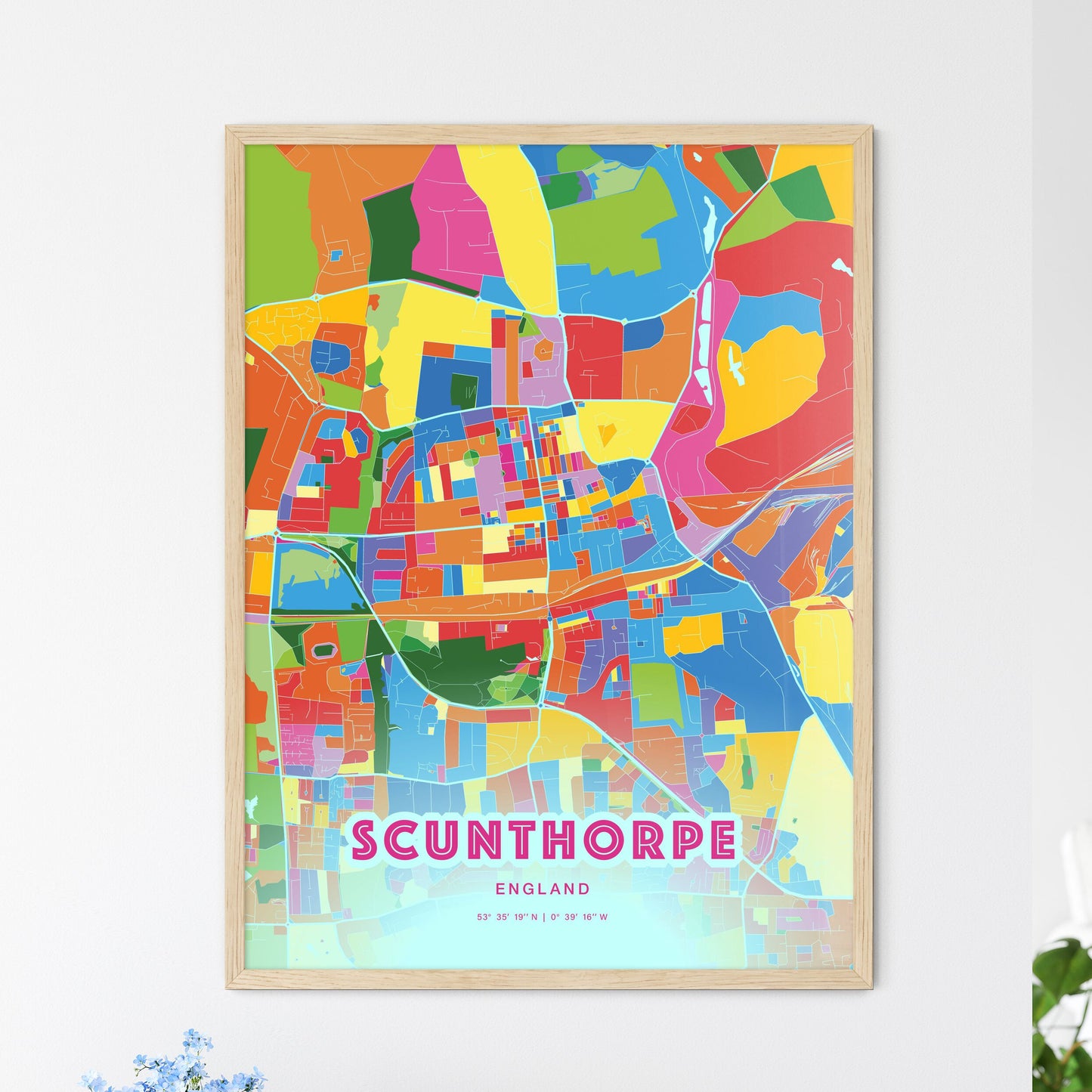 Colorful SCUNTHORPE ENGLAND Fine Art Map Crazy Colors