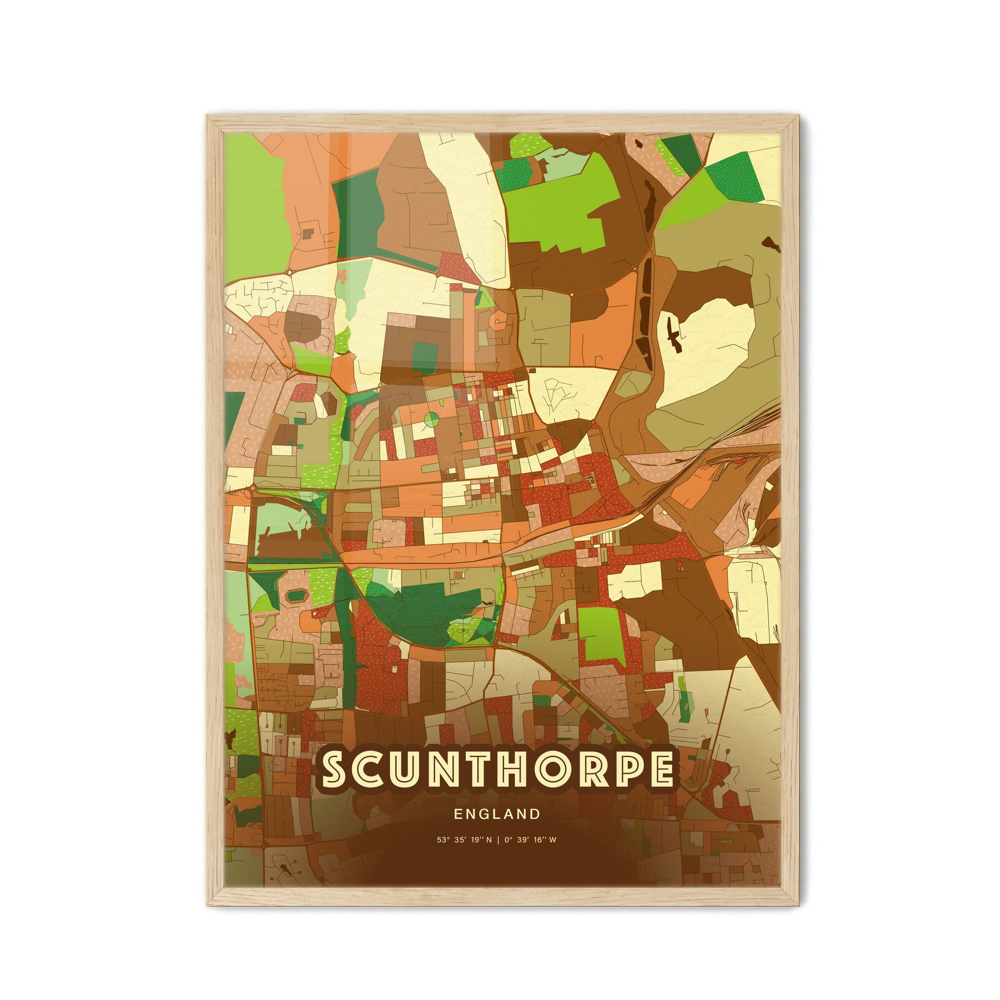 Colorful SCUNTHORPE ENGLAND Fine Art Map Farmhouse