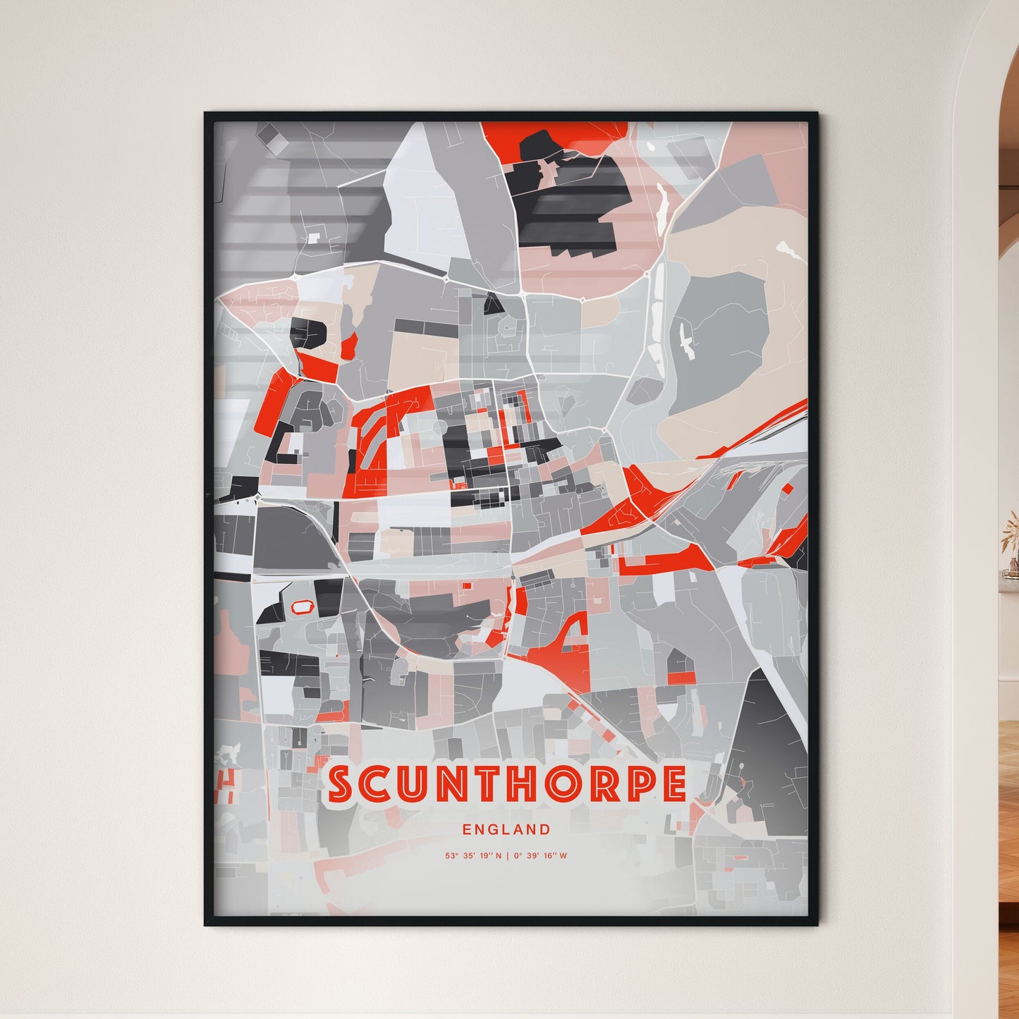 Colorful SCUNTHORPE ENGLAND Fine Art Map Modern