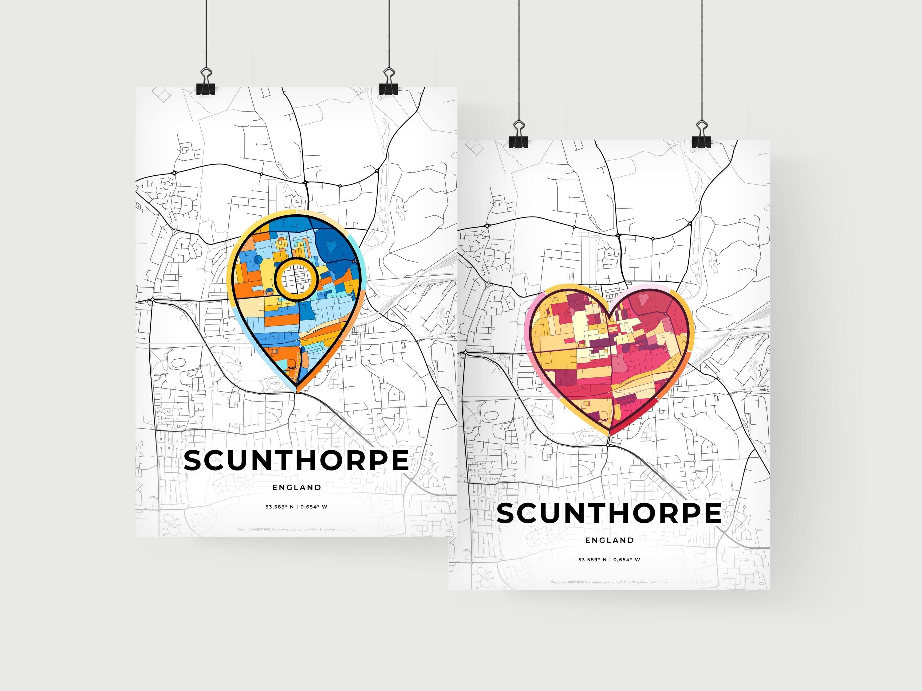 Scunthorpe England, Minimal Art Map With A Colorful Icon – HEBSTREIT