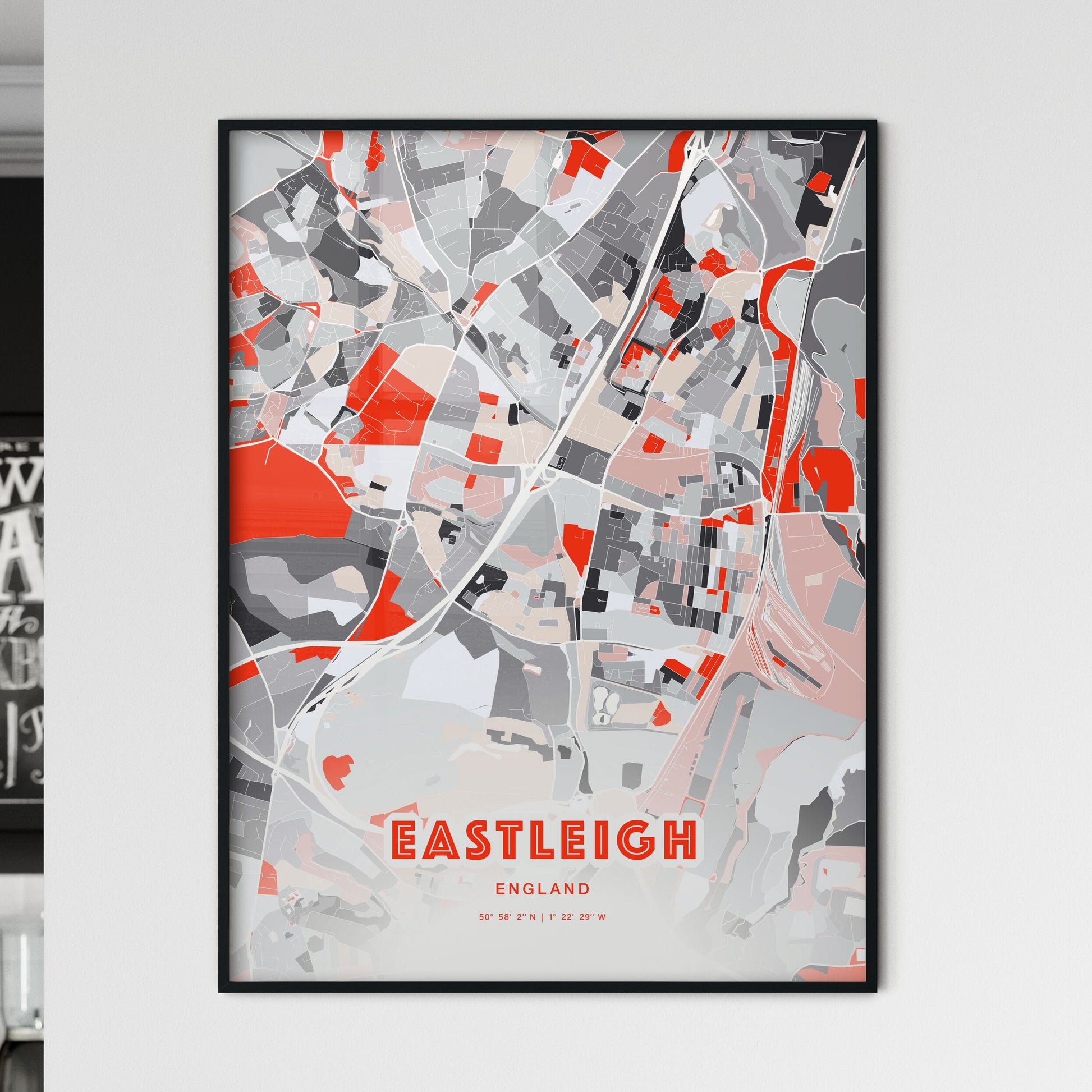 Colorful EASTLEIGH ENGLAND Fine Art Map Modern