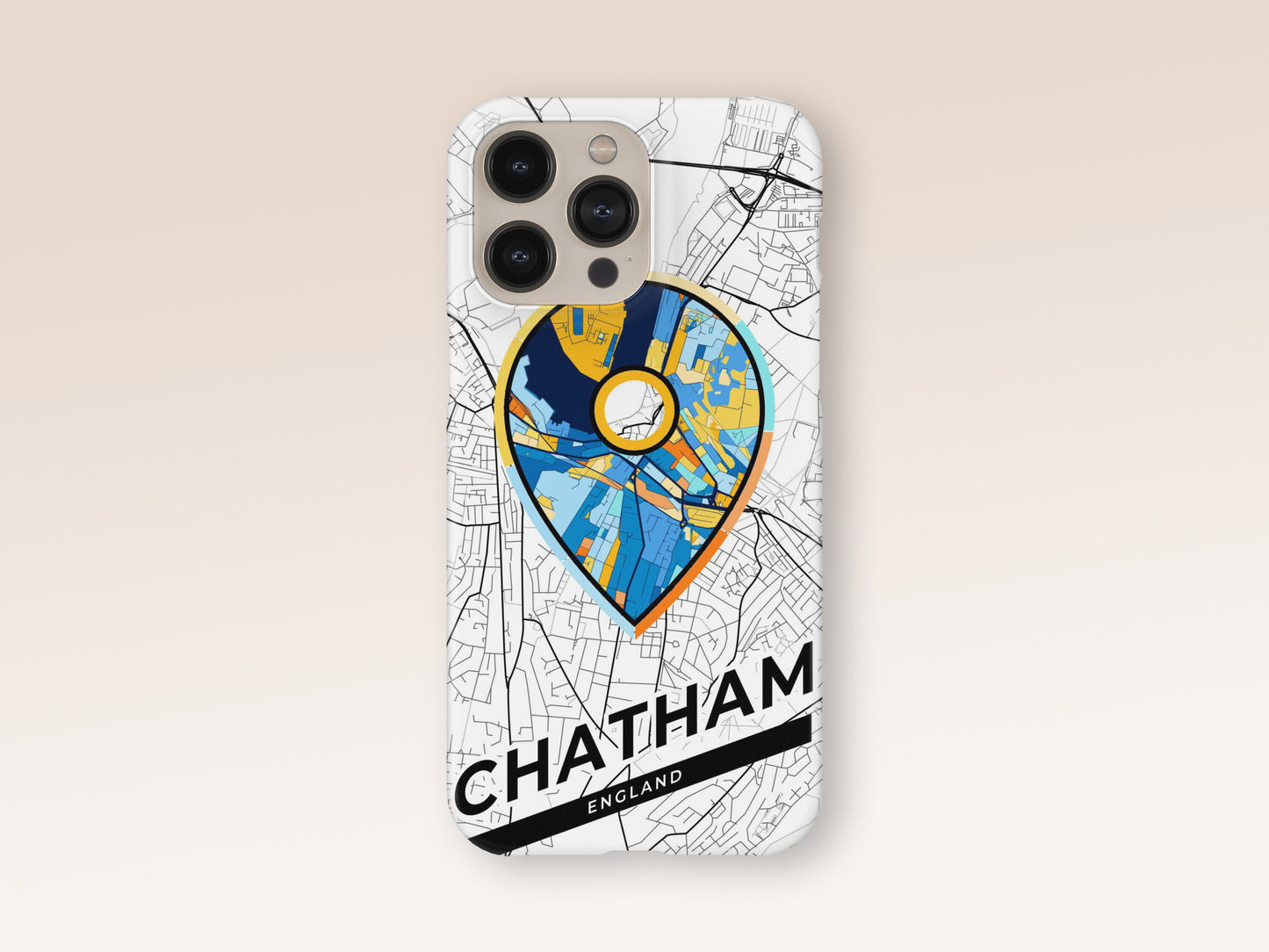 Chatham England slim phone case with colorful icon. Birthday, wedding or housewarming gift. Couple match cases. 1