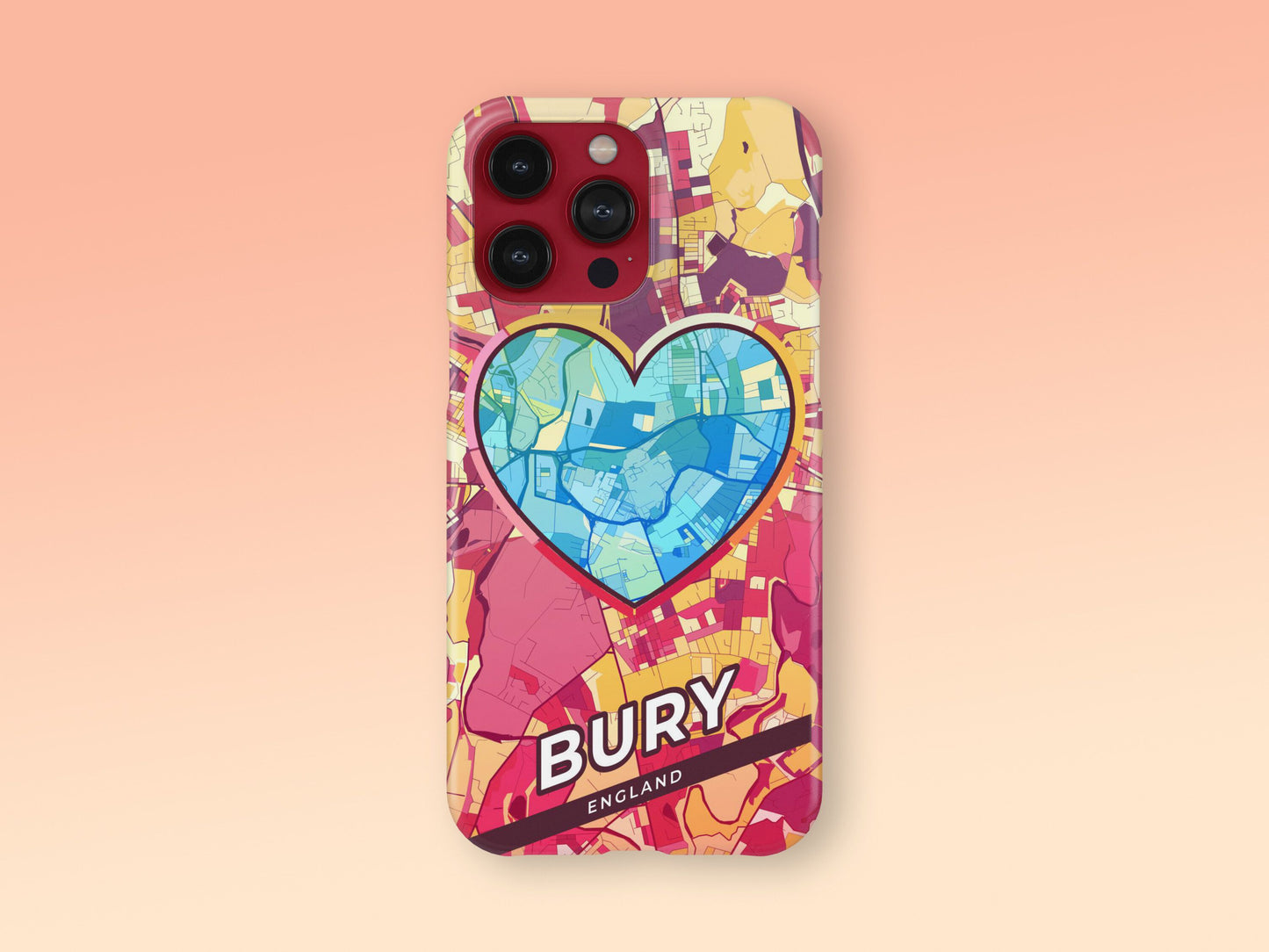 Bury England slim phone case with colorful icon. Birthday, wedding or housewarming gift. Couple match cases. 2