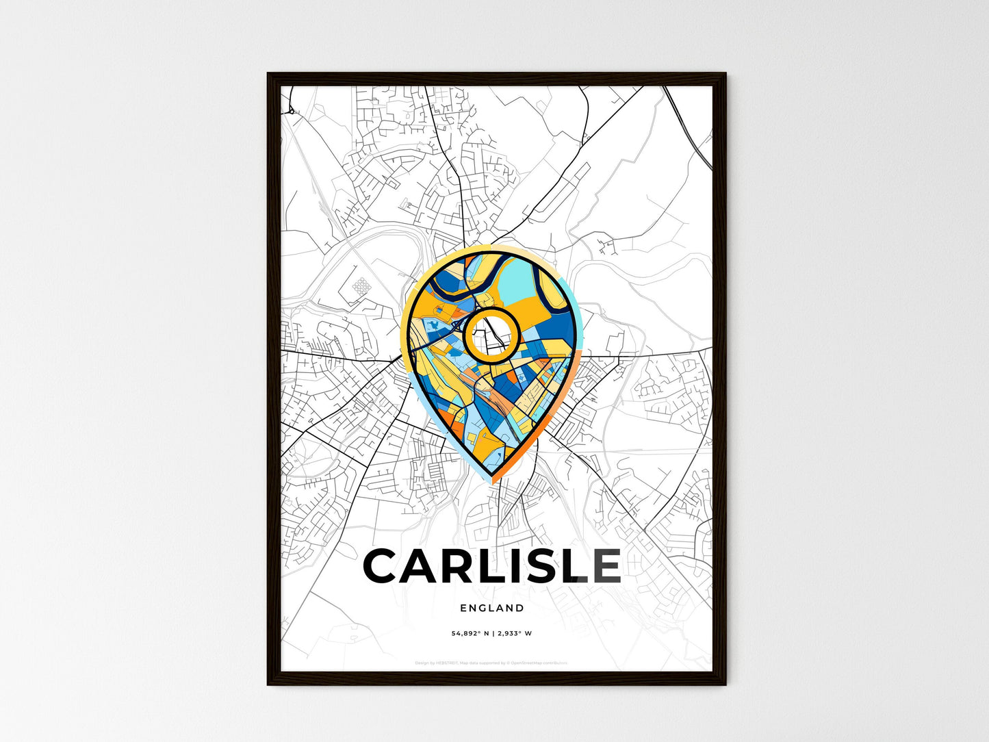 Carlisle England wedding art map with pointer icon
