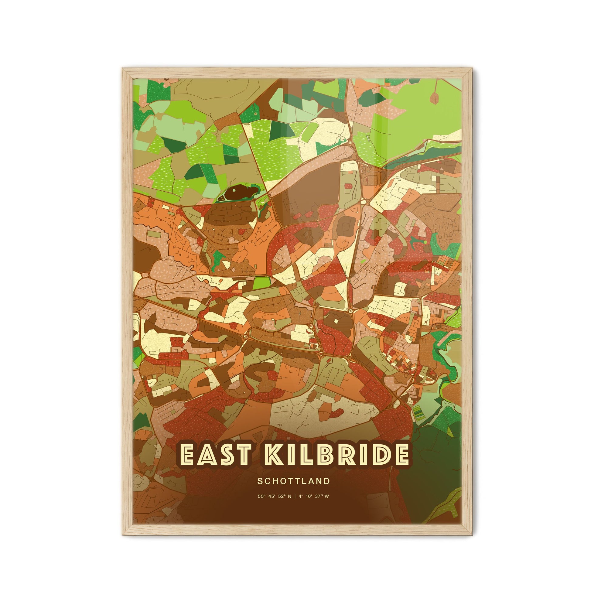 Colorful EAST KILBRIDE SCOTLAND Fine Art Map Farmhouse