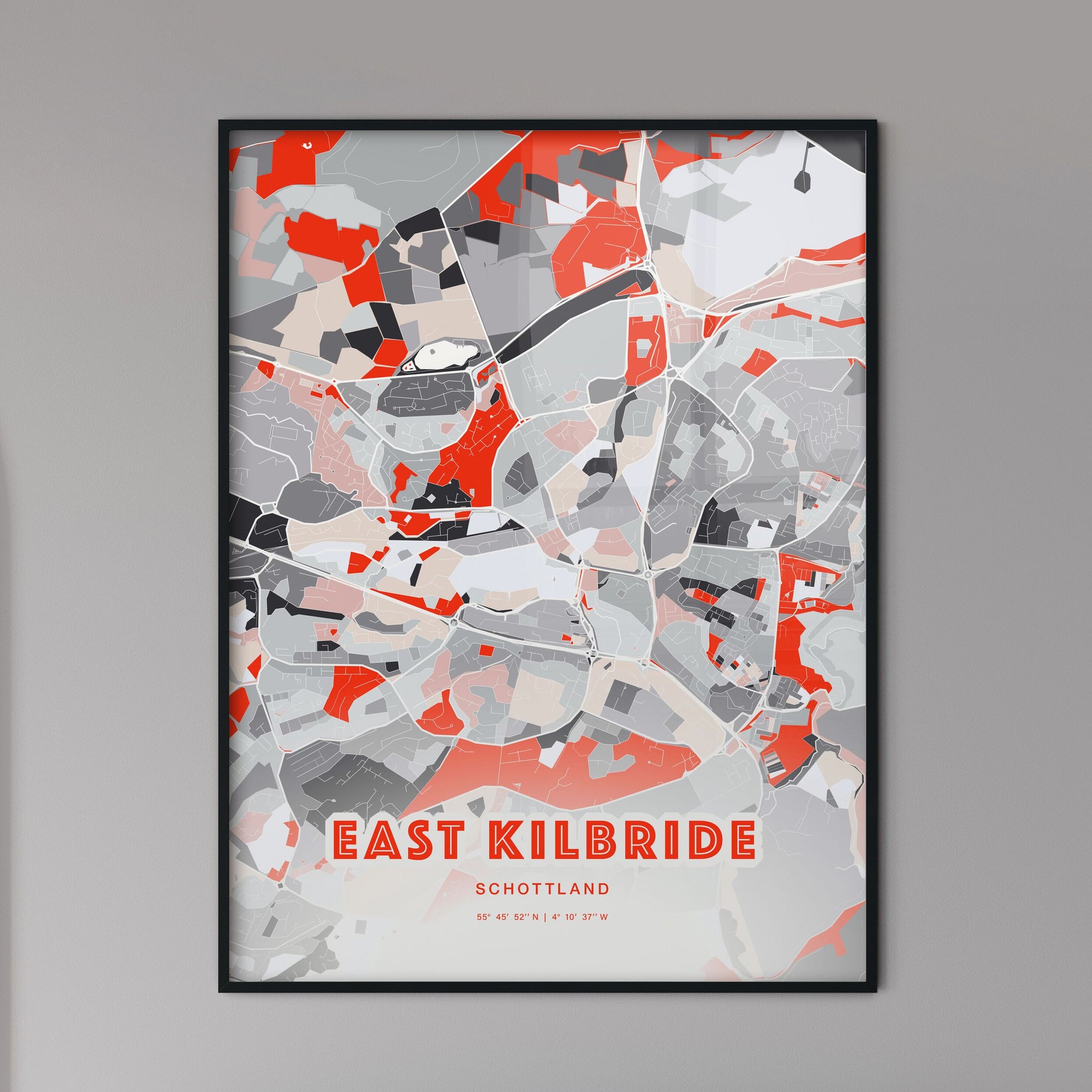 Colorful EAST KILBRIDE SCOTLAND Fine Art Map Modern