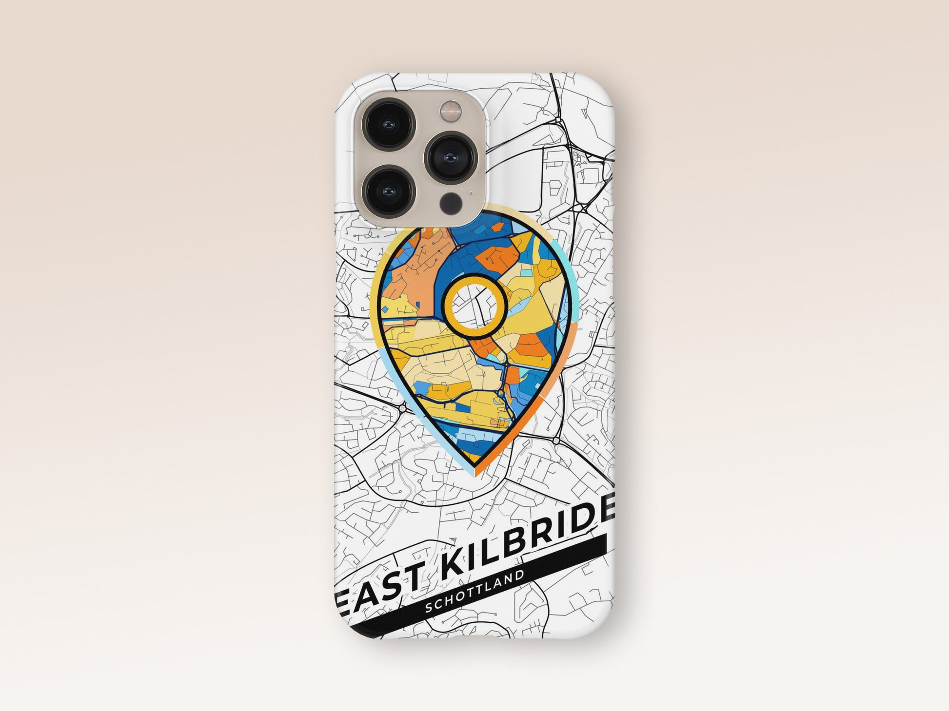 East Kilbride Scotland slim phone case with colorful icon. Birthday, wedding or housewarming gift. Couple match cases. 1
