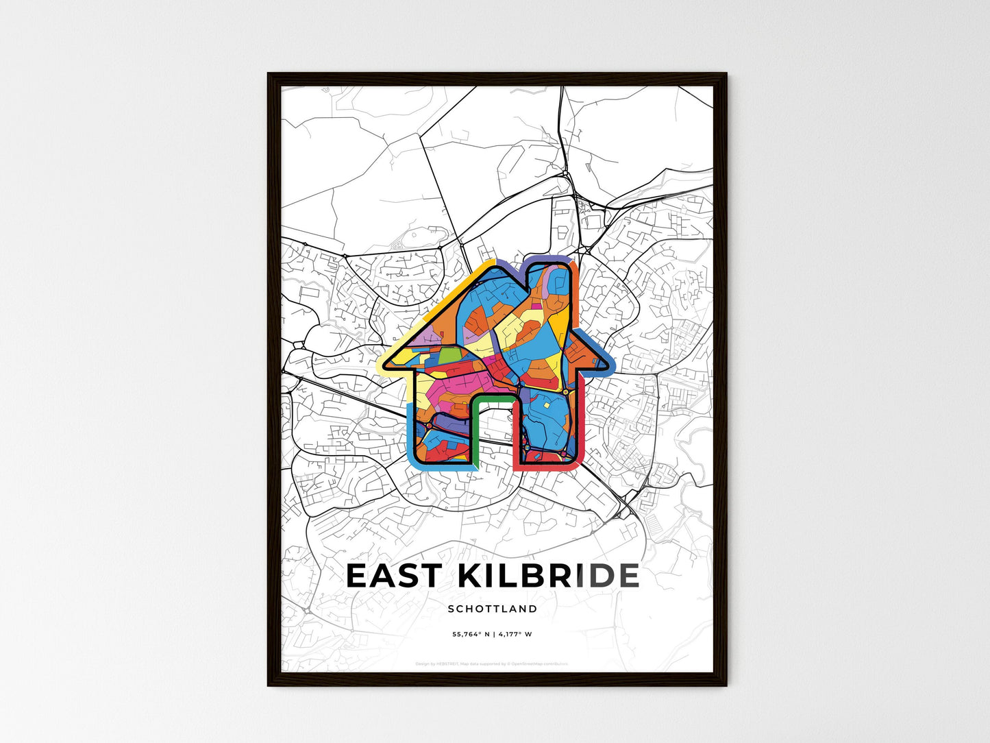 East Kilbride Scotland wedding art map with home icon