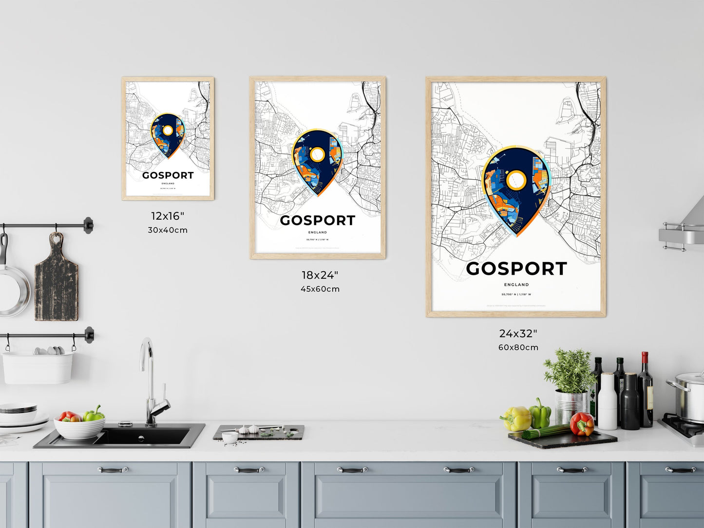 Gosport England art map size chart