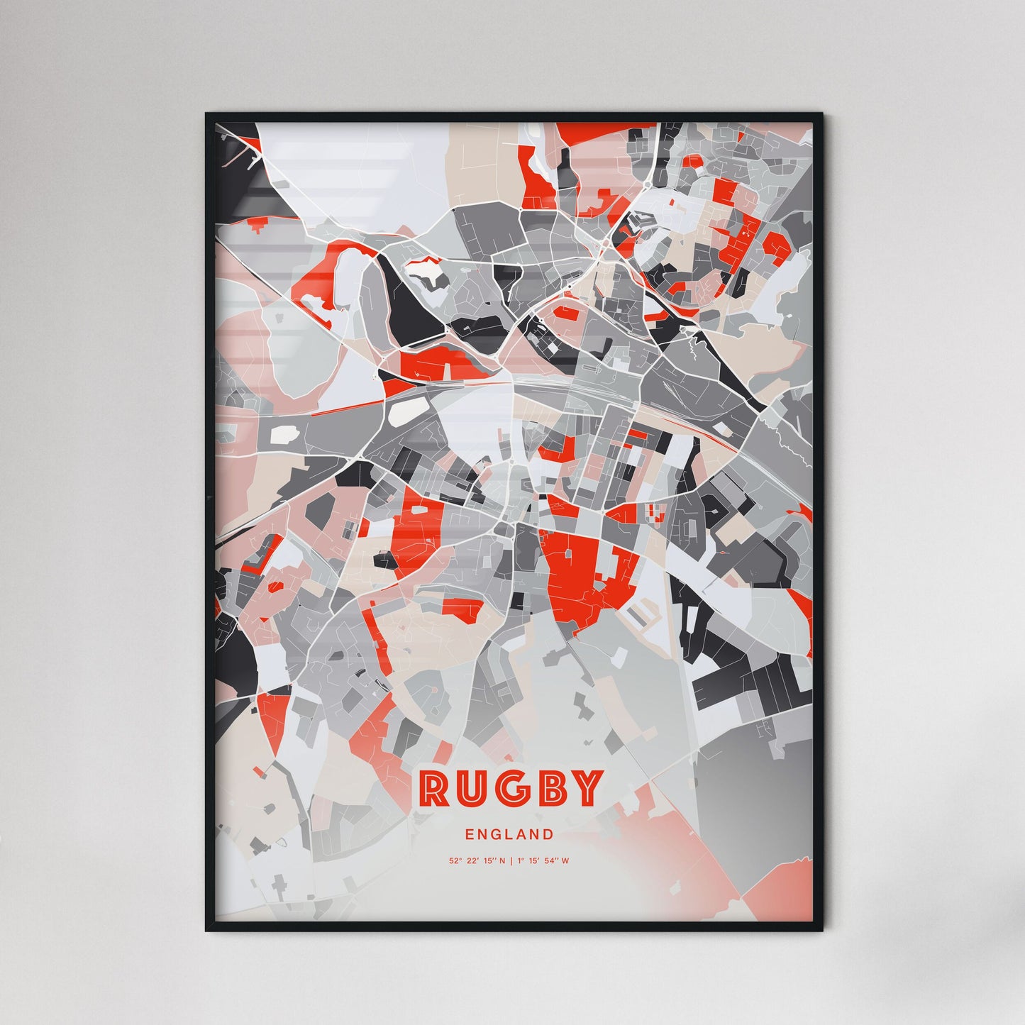 Colorful RUGBY ENGLAND Fine Art Map Modern