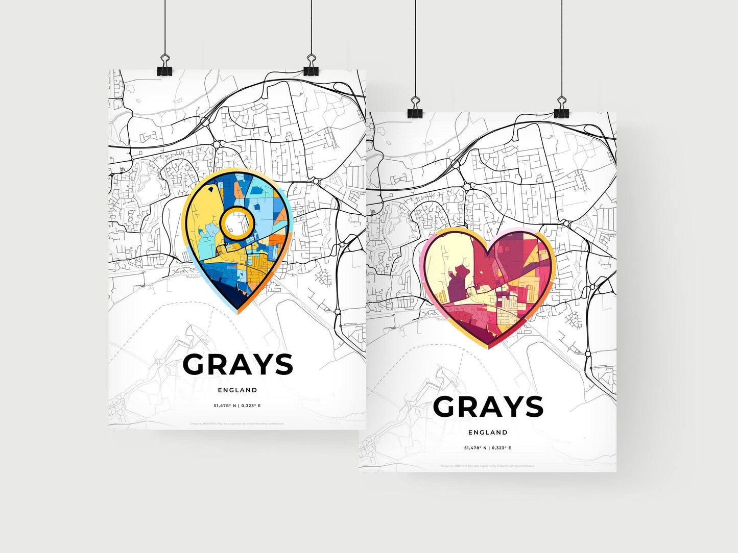 Grays England art print for couples