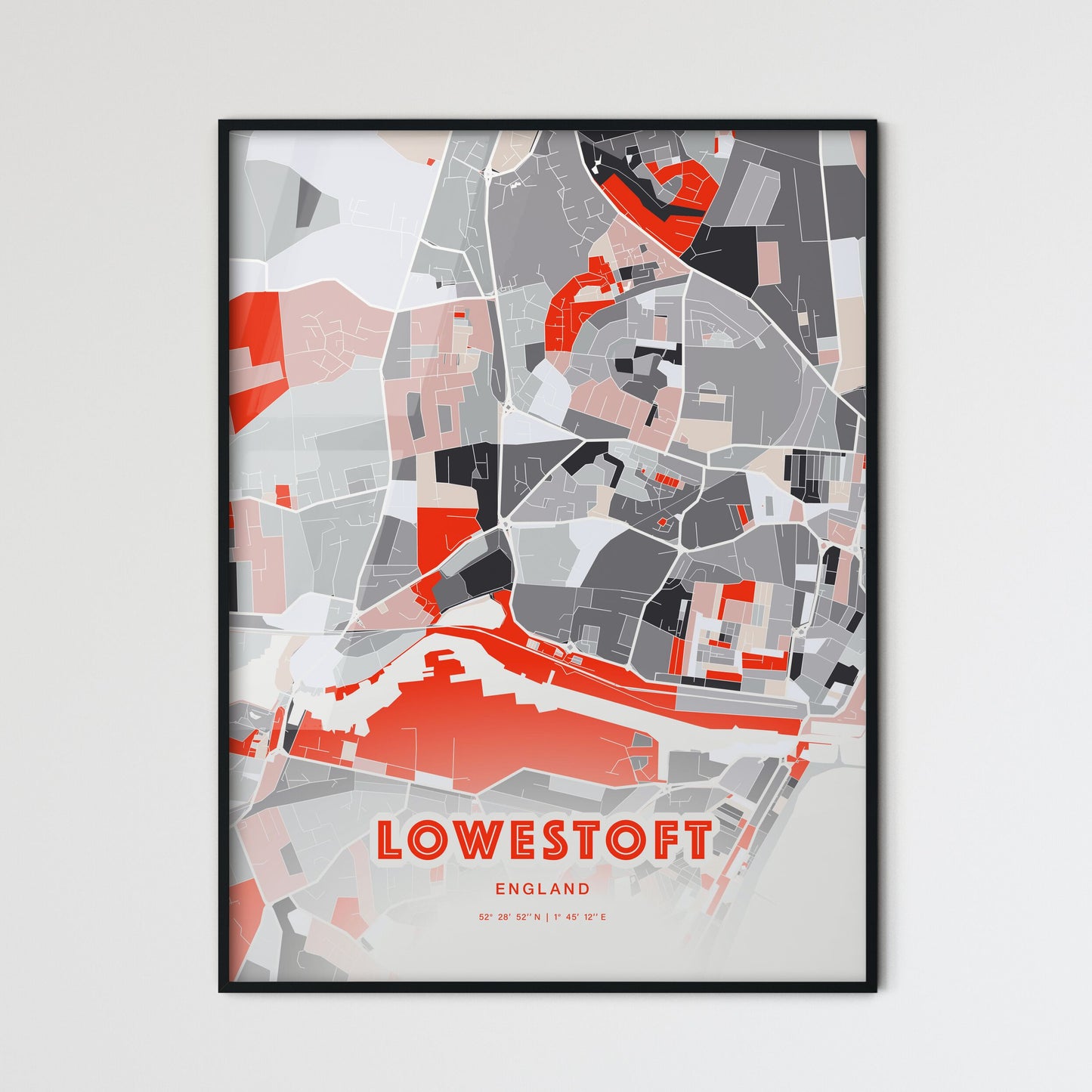 Colorful LOWESTOFT ENGLAND Fine Art Map Modern