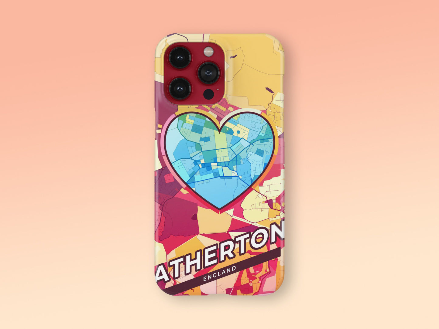 Atherton England slim phone case with colorful icon. Birthday, wedding or housewarming gift. Couple match cases. 2