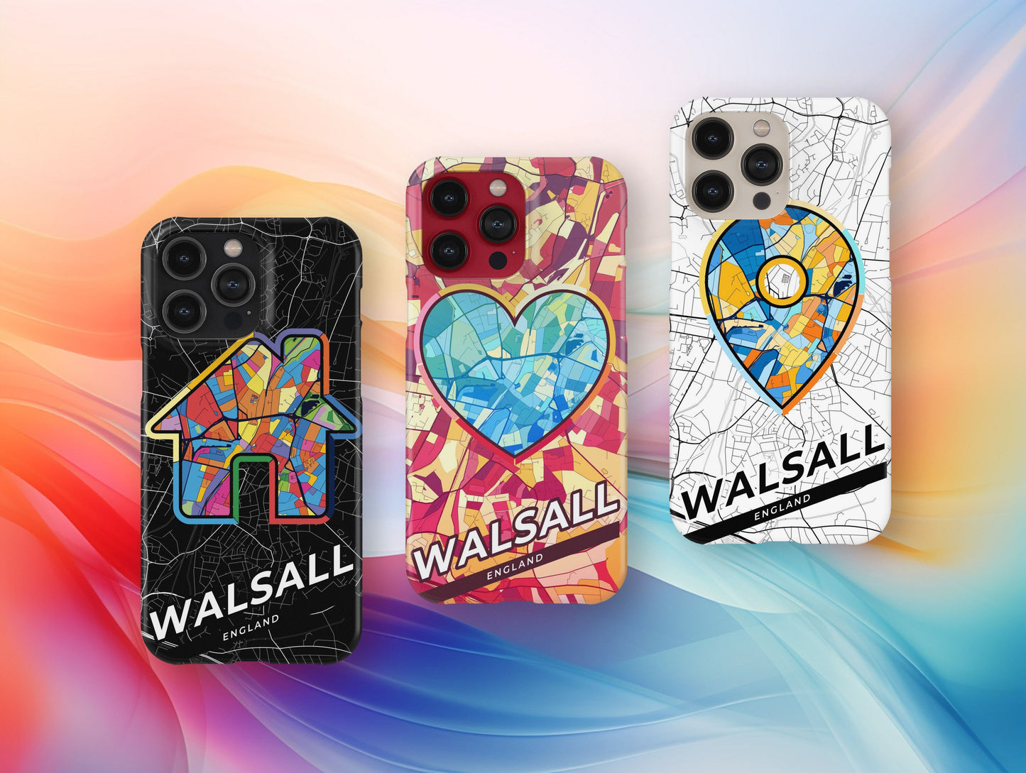 Walsall England slim phone case with colorful icon