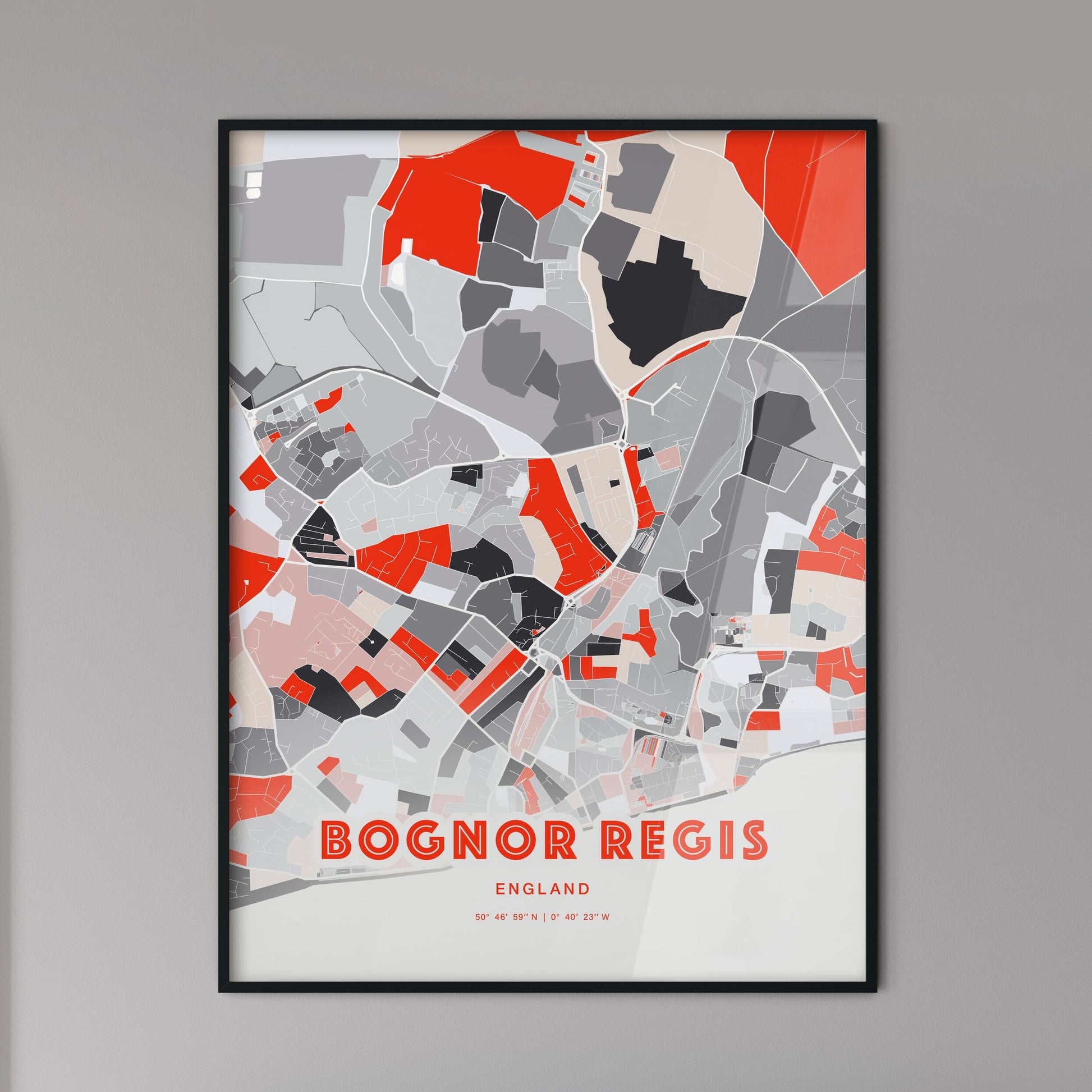 Colorful BOGNOR REGIS ENGLAND Fine Art Map Modern