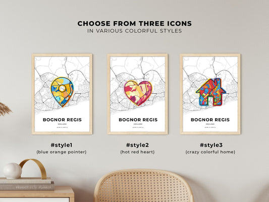 Bognor Regis England maps with colorful icons