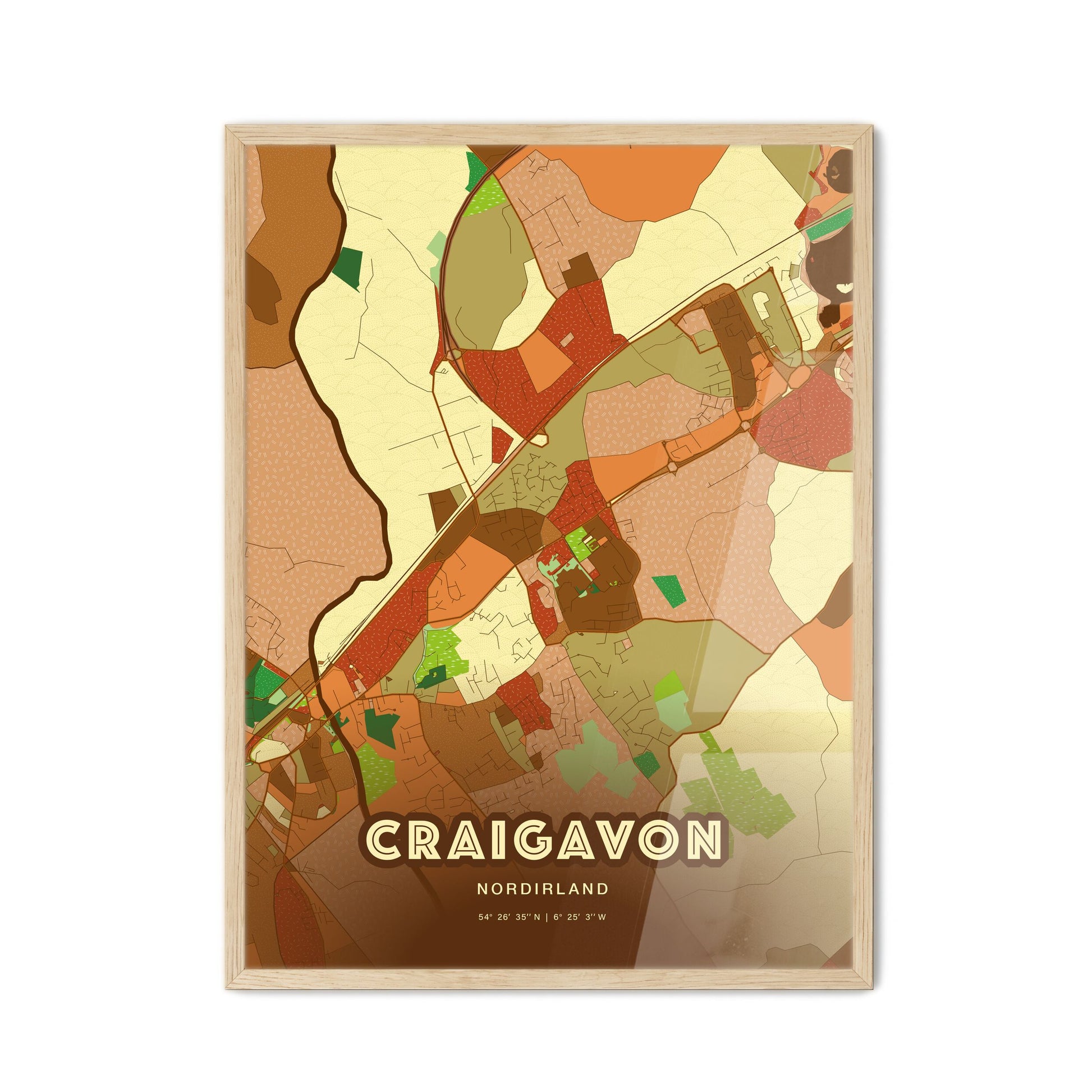 Colorful CRAIGAVON NORTHERN IRELAND Fine Art Map Farmhouse